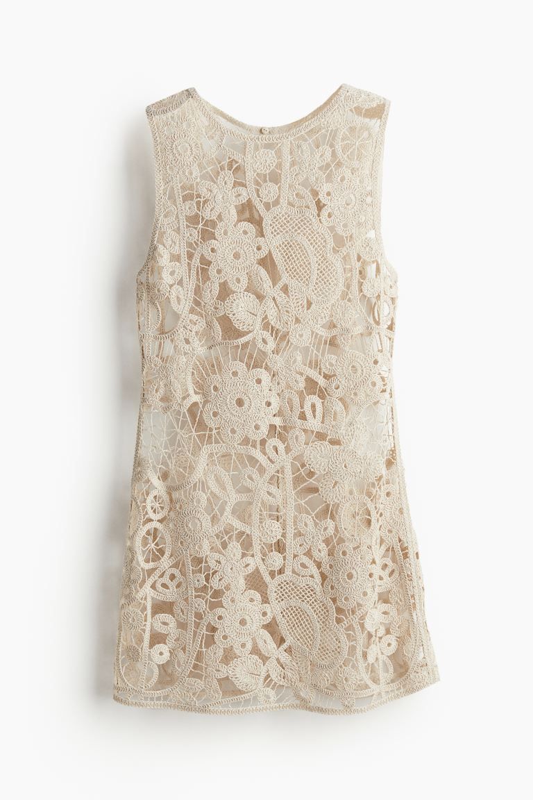 Crochet-look Beach Dress - Light beige - Ladies | H&M US | H&M (US + CA)