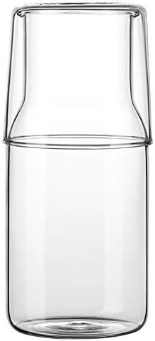 Sizikato 15 Oz Simple Clear Glass Bedside Night Water Carafe with Tumbler Glass. | Amazon (US)