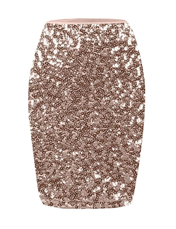 KISSMODA Women's Sequin Skirt High Waist Sparkle Pencil Skirt Party Cocktail Dress | Amazon (US)