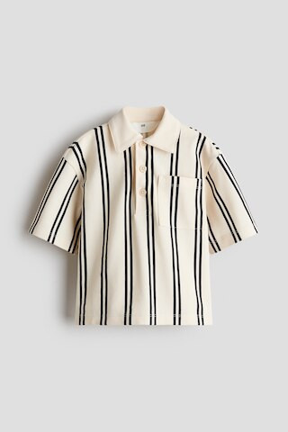 H & M - Cotton Piqué Polo Shirt - Cream/Striped | H&M (US + CA)