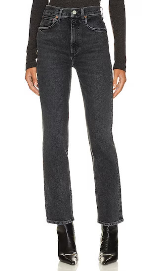 AGOLDE High Rise Stovepipe Jeans in Black. - size 27 | Revolve Clothing (Global)