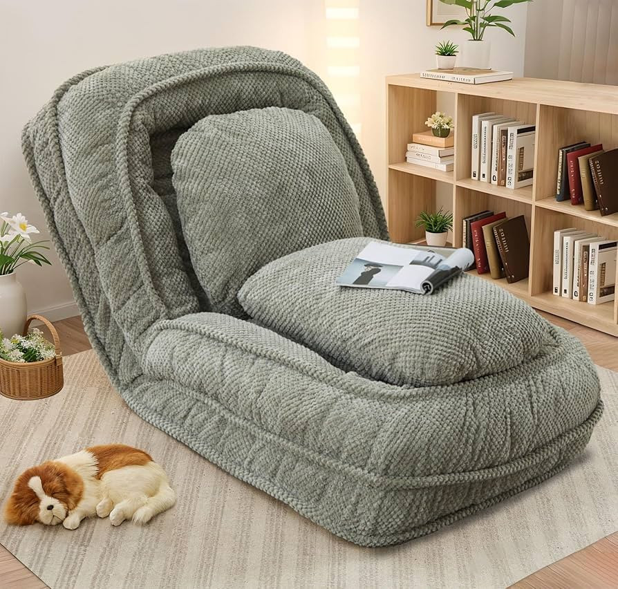 Upholstered Human Dog Bed for Adult & Pets, Convertible Lazy Sofa Bed with 5 Adjustable Position,... | Amazon (US)