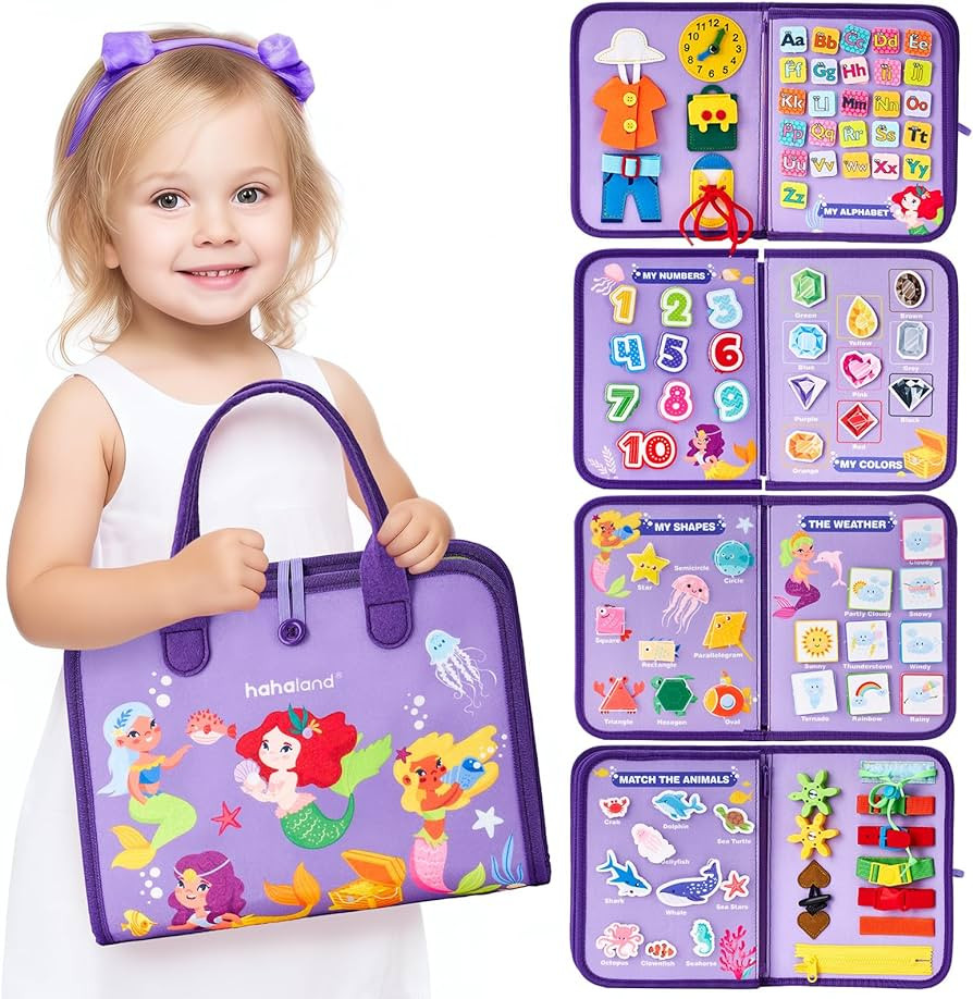 hahaland Busy Board Montessori Toys - 3 Year Old Girl Gifts Bithday Gift Ideas - 7 in 1 Preschool... | Amazon (US)