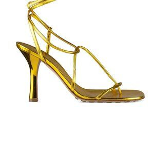 BOTTEGA VENETA Gold Barely There Stretch Ankle Strap Leather Sandals EU:38,5 | Poshmark
