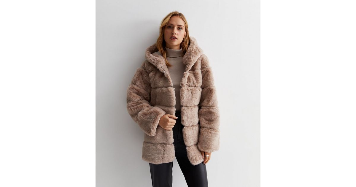 Gini London Brown Faux Fur Hooded Coat | New Look | New Look (UK)