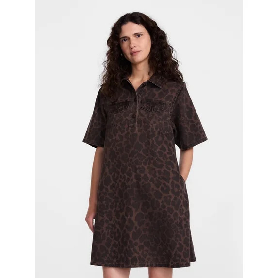 Scenario Women's and Women's Plus Printed Denim Dress, Sizes XS-4X | Walmart (US)
