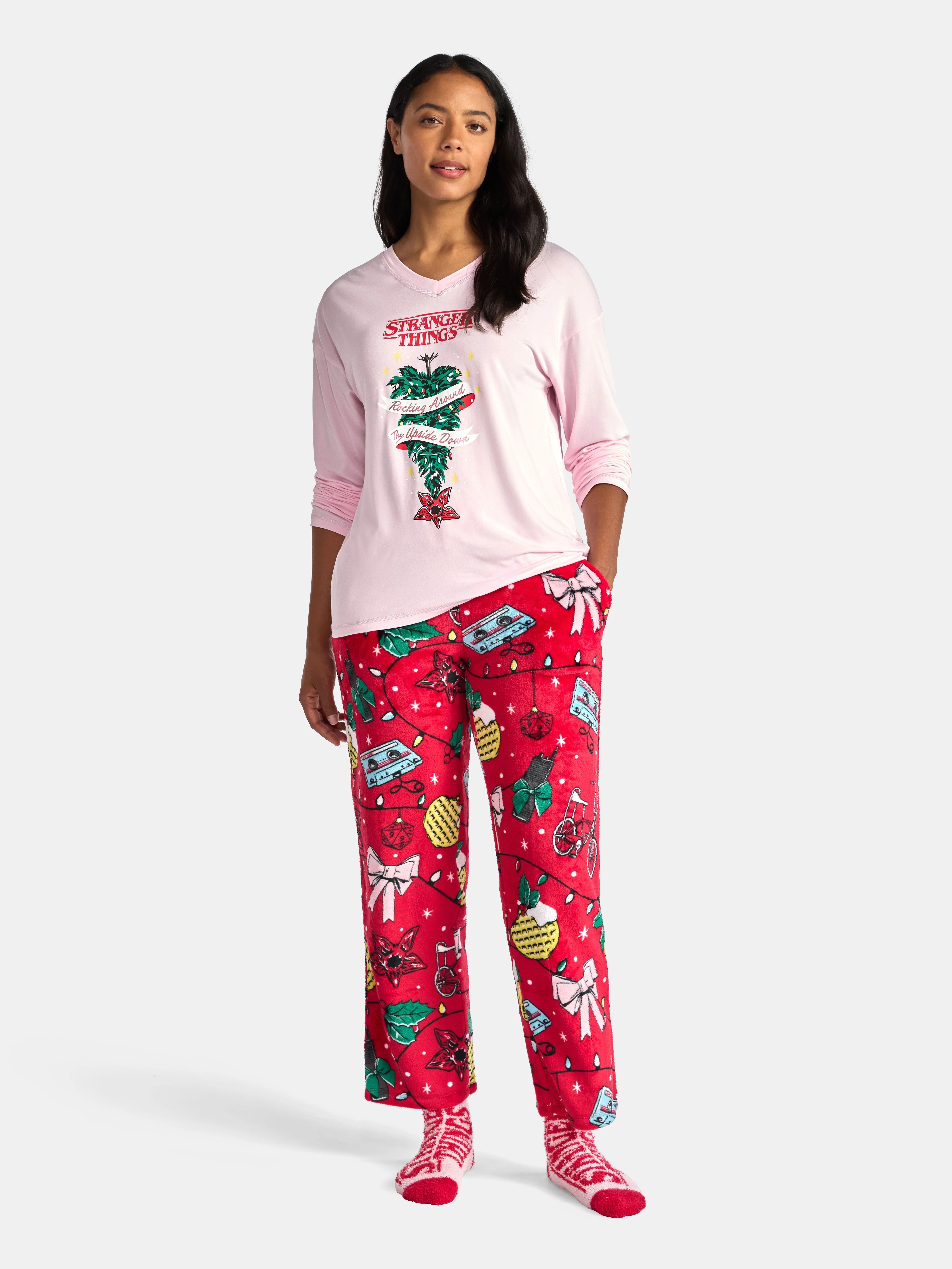 Netflix Stranger Things Women's and Women’s Plus Top, Pants and Socks Holiday Sleep Gift Set, 3... | Walmart (US)