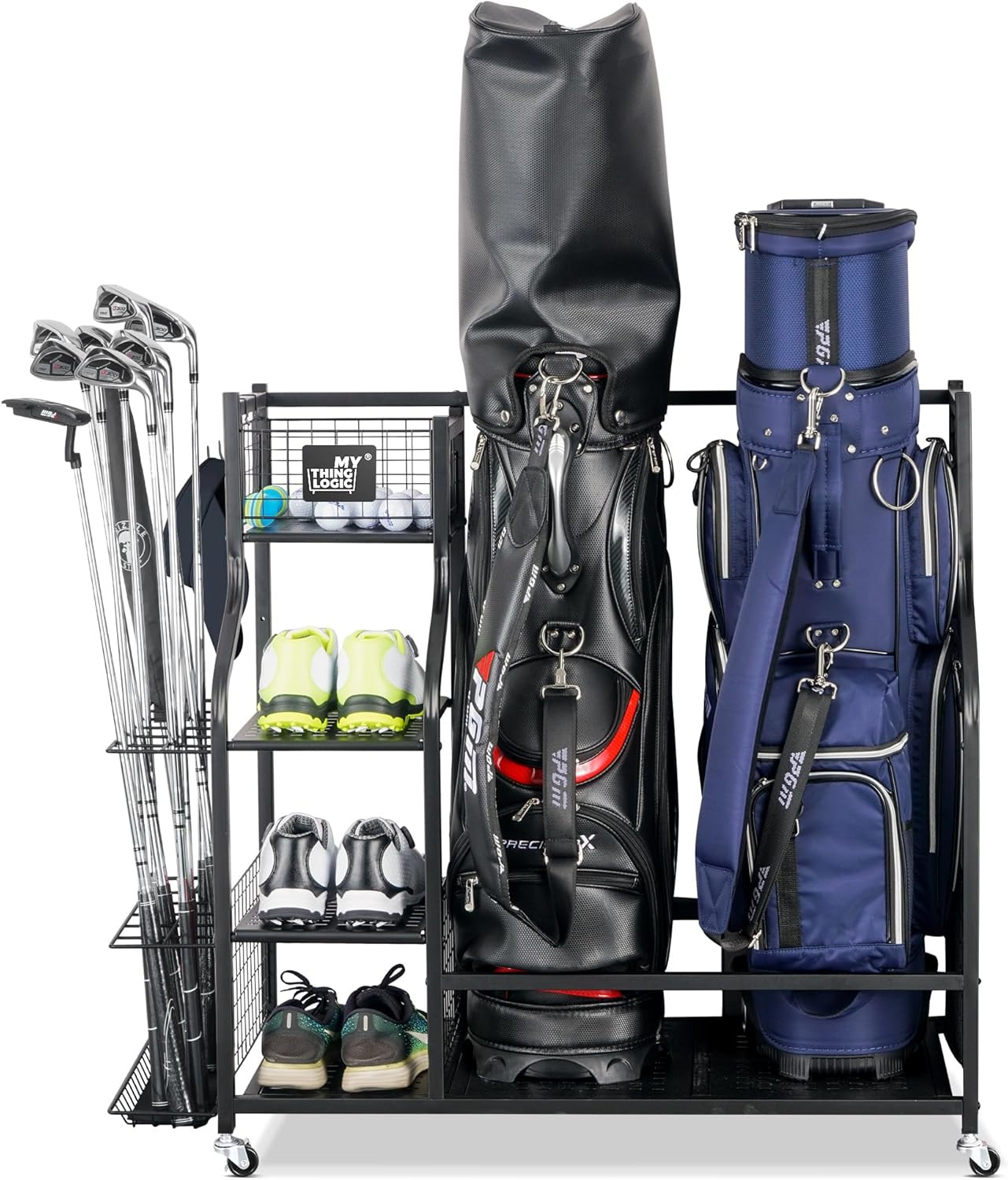 Mythinglogic Golf Storage Garage Organizer, Golf Bag Storage Stand and Other Golfing Equipment Ra... | Amazon (US)