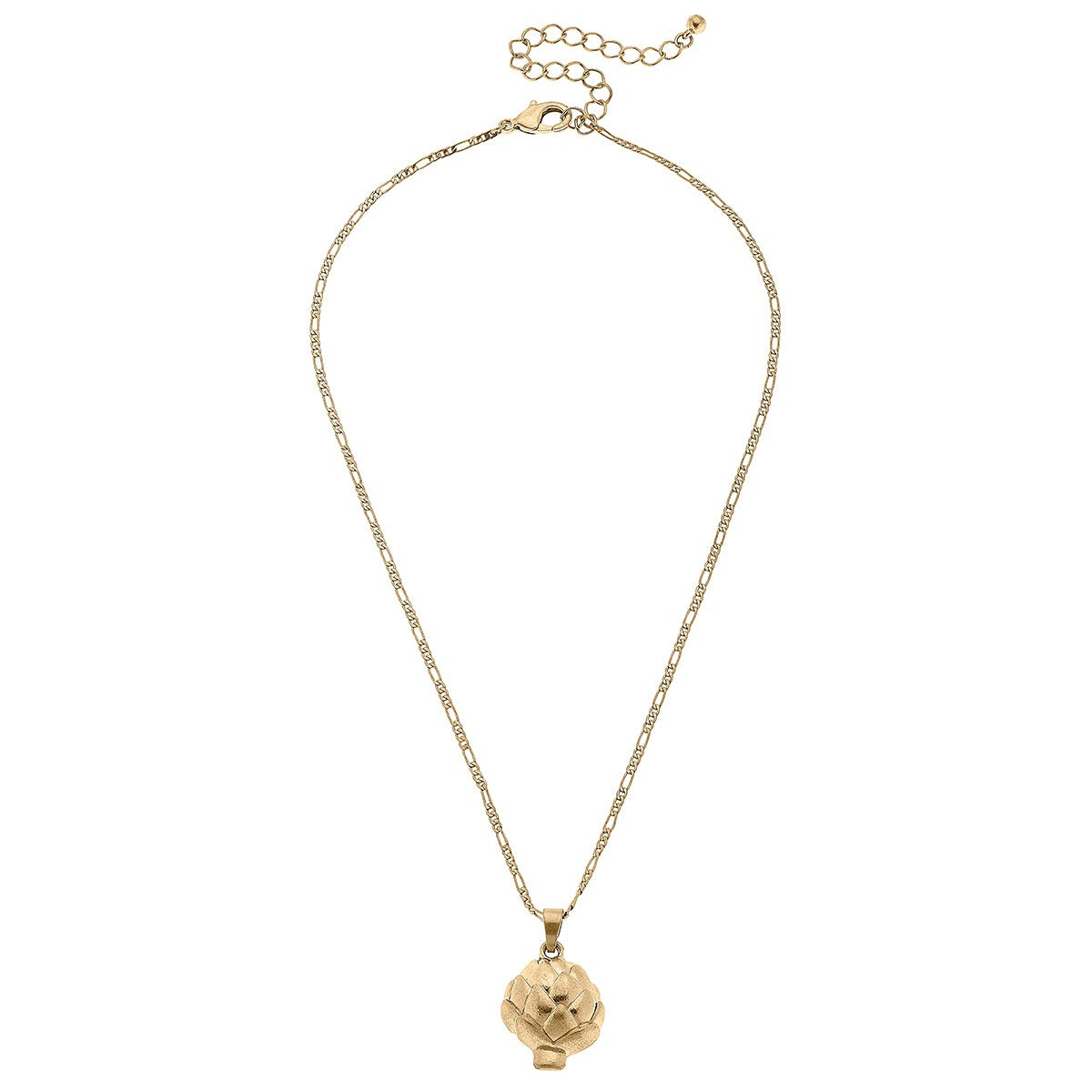 CANVAS Style x @ChappleChandler Suzy Artichoke Charm Necklace in Worn Gold | CANVAS
