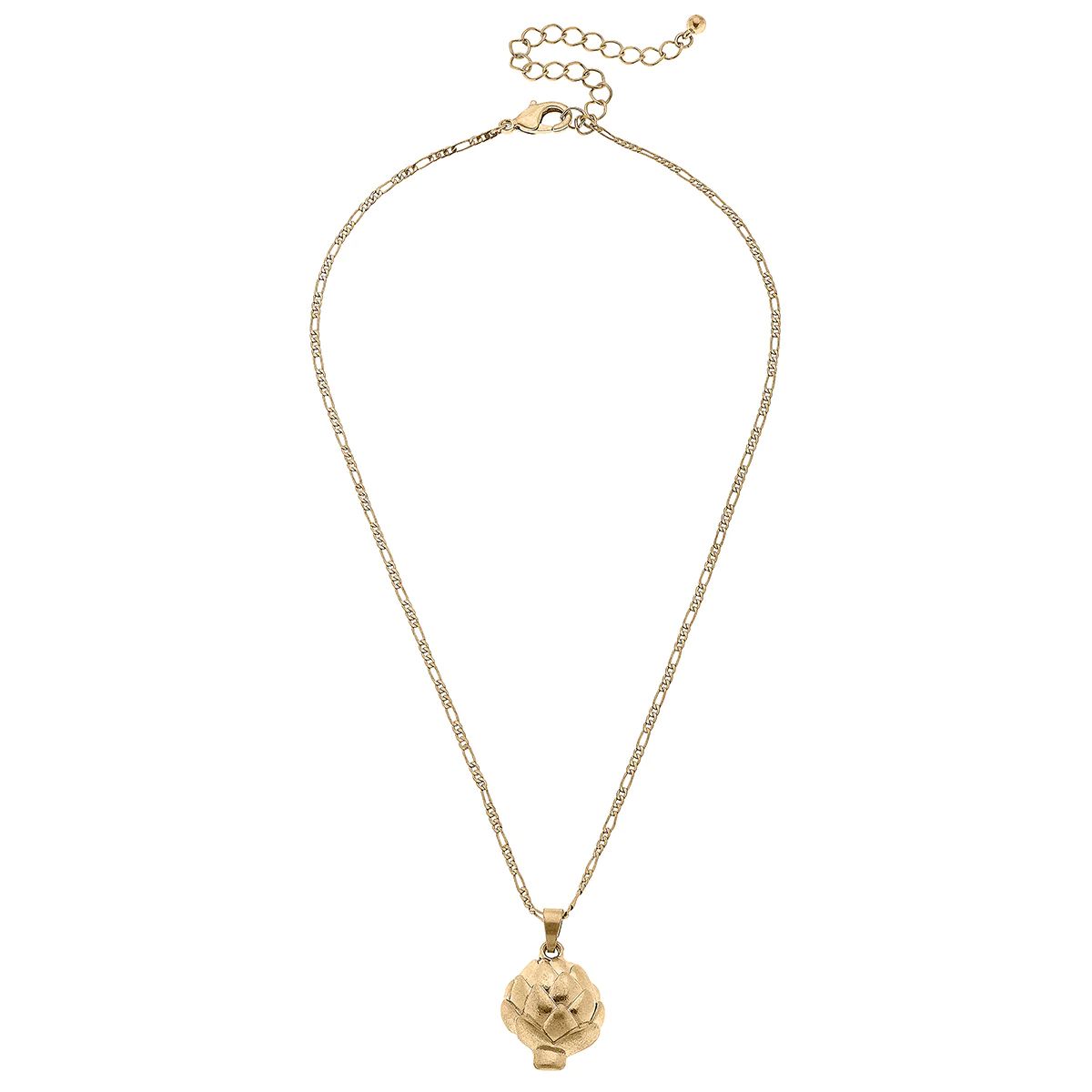 CANVAS Style x @ChappleChandler Suzy Artichoke Charm Necklace in Worn Gold | CANVAS