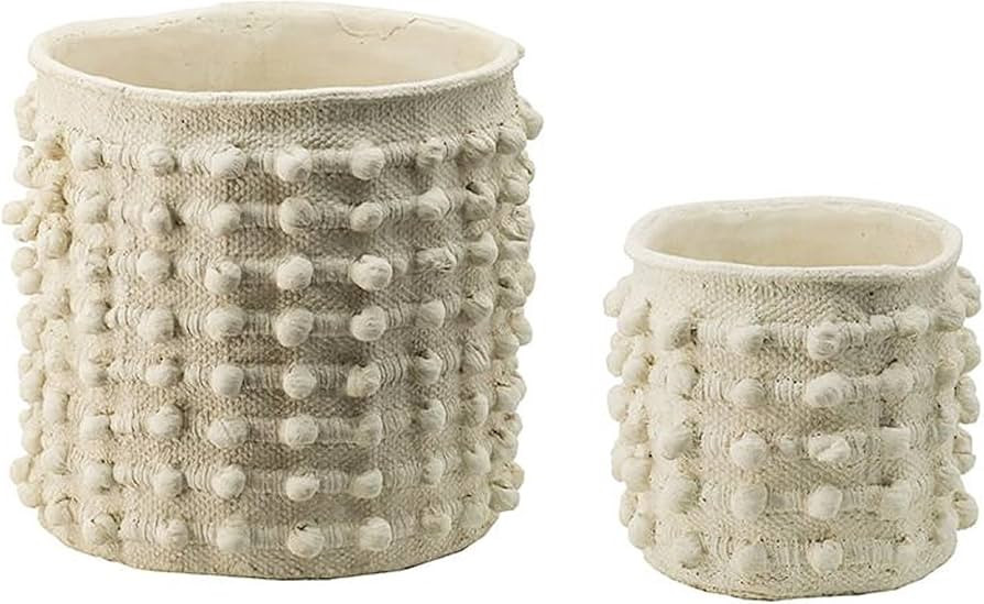 A & B Home 13.8 in and 9.4 in H Cream Cement Indoor Outdoor Planters (Set of 2), Patio Entryway G... | Amazon (US)