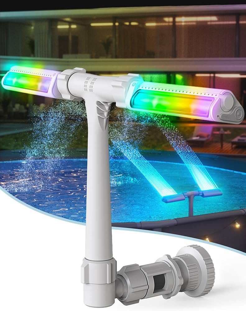 Pool Fountain with 7-Color LED Lights, above/Inground Pool Fountain Lights with Remote Control, A... | Amazon (US)