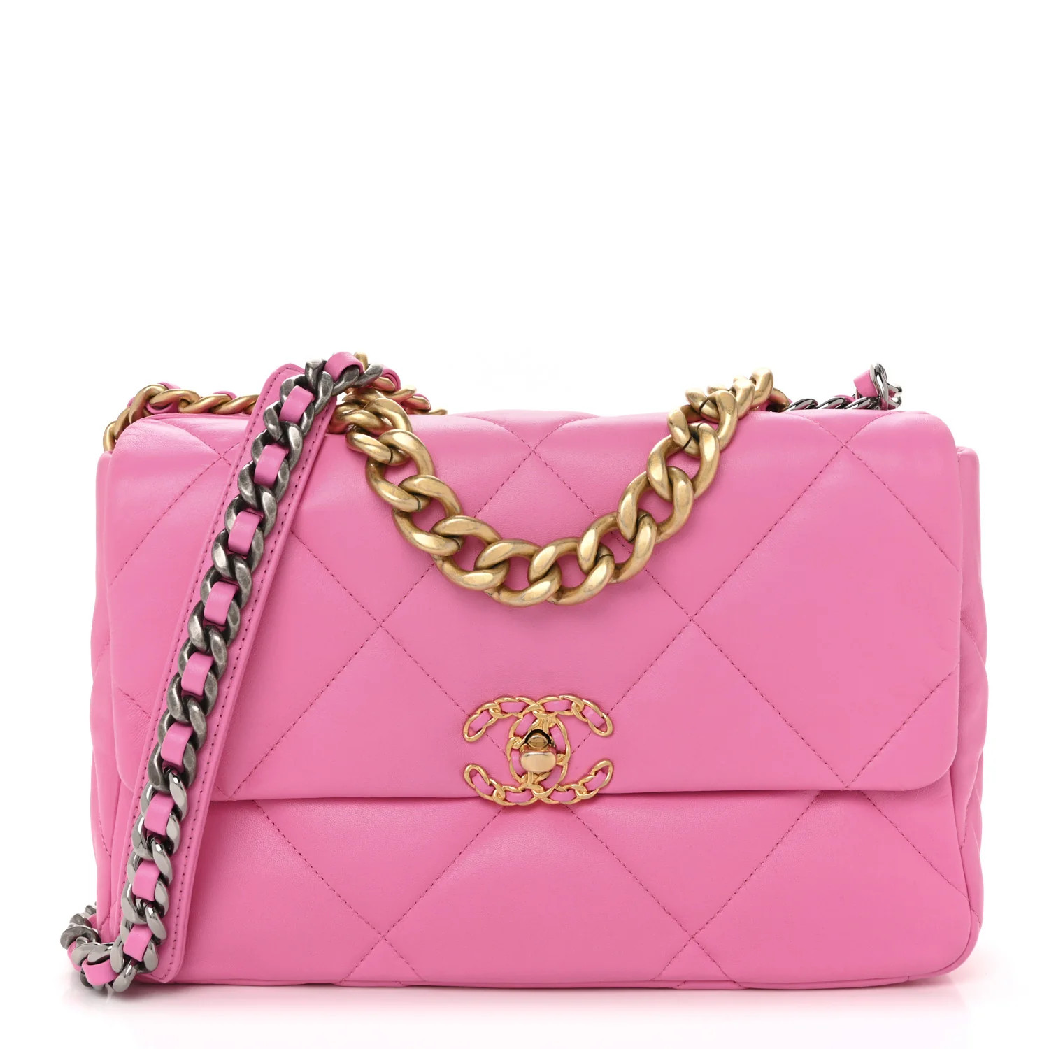 Lambskin Quilted Large Chanel 19 Flap Neon Pink | FASHIONPHILE (US)