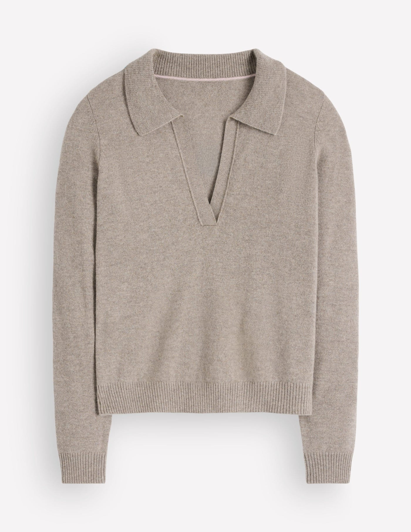 Elsie Cashmere Henley Jumper-Mink Melange | Boden UK