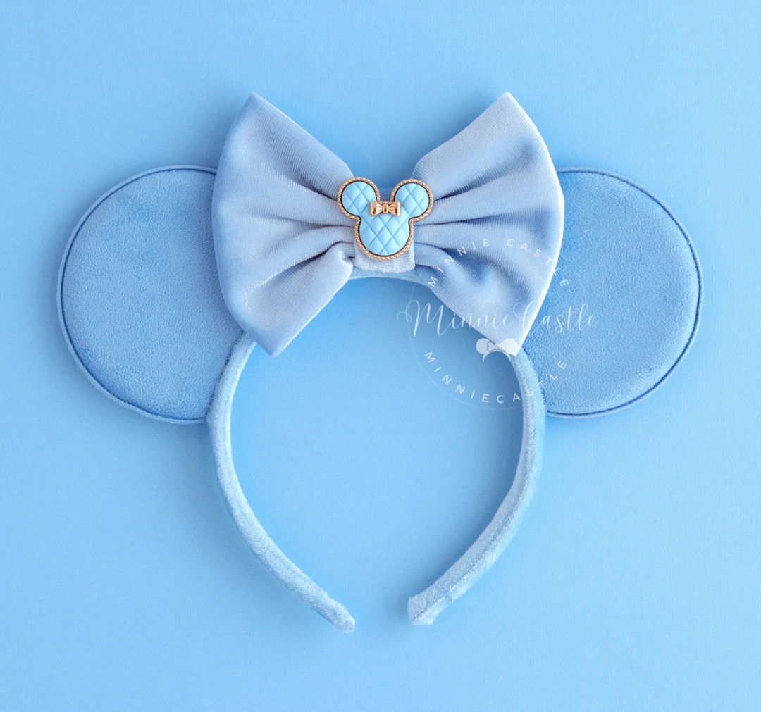Mickey Ears, Sky Blue Mickey Ears, Velvet Mouse Ears, Minnie Ears, Minnie Charm Mickey Ears, Sky ... | Etsy (US)
