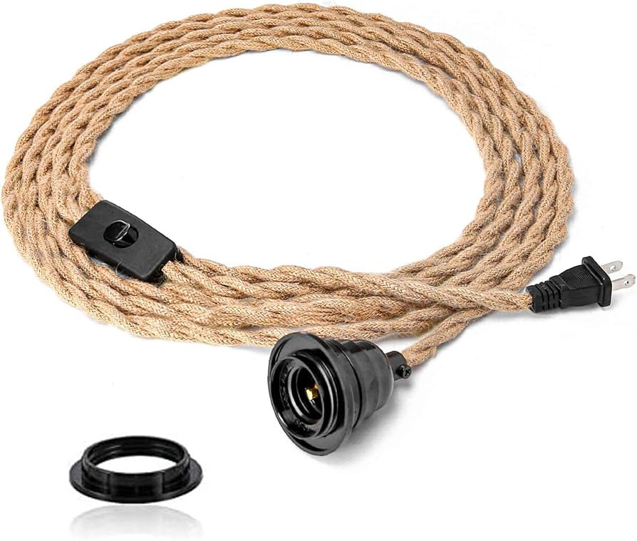 Industrial 15ft Pendant Light Cord - Hanging Light Kit with Switch Plug in Vintage Fabric Lamp Co... | Amazon (US)