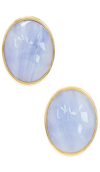 Reflection Button Earrings in Blue Lace Agate | Revolve Clothing (Global)
