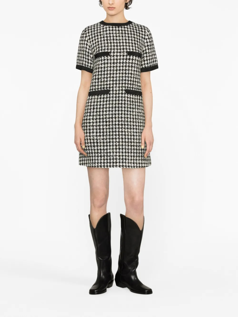 Moncler Houndstooth Bouclé Minidress - Farfetch | Farfetch Global