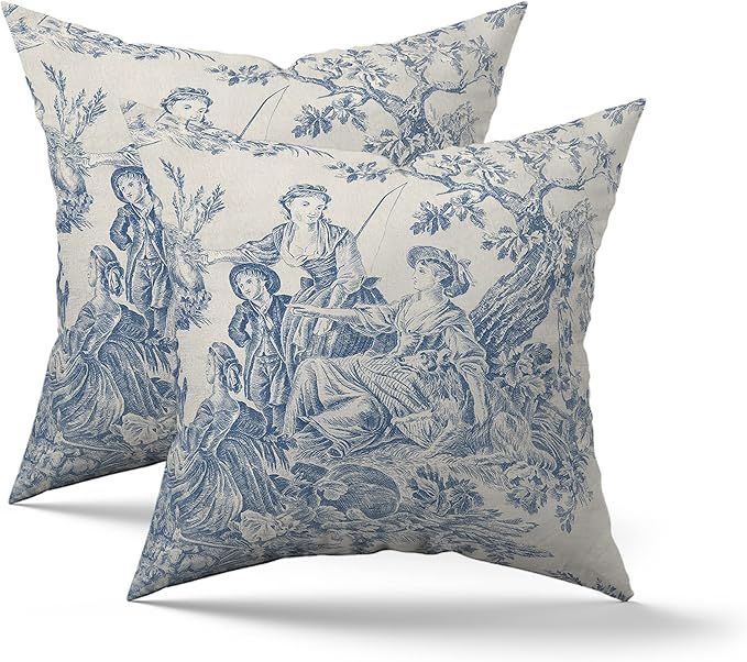 Worldwood Euro Throw Pillow Covers French Vintage Toile, Novelty Toile De Jouy, 18 X 18 in Square... | Amazon (US)