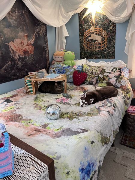 Cozy Spring Vibes bedding. I linked other pretty floral bedding I found on Amazon and urban outfitters. #whimsical #cottagecore #urbanoutfitters 

#LTKFind #LTKhome #LTKunder100