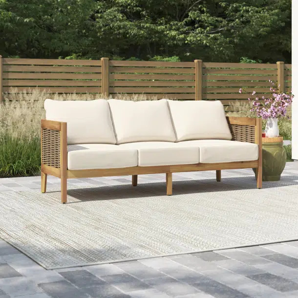 Boling Outdoor Acacia Wood Club Chairs with Optional Sunbrella Cushions | Wayfair North America