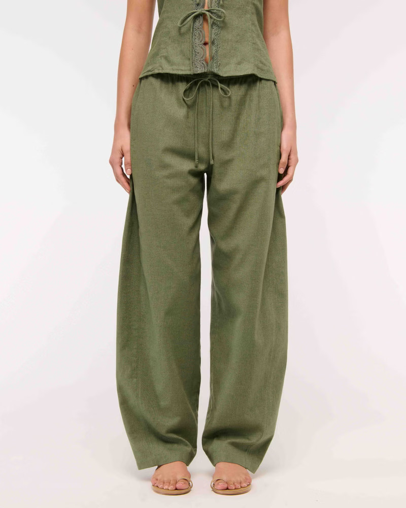 Women's Linen-Blend Barrel Pull-On Pant | Women's New Arrivals | Abercrombie.com | Abercrombie & Fitch (US)