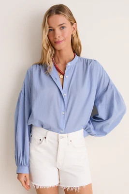 Light Blue Shadow Stripe Juliette Button Down | Tuckernuck (US)