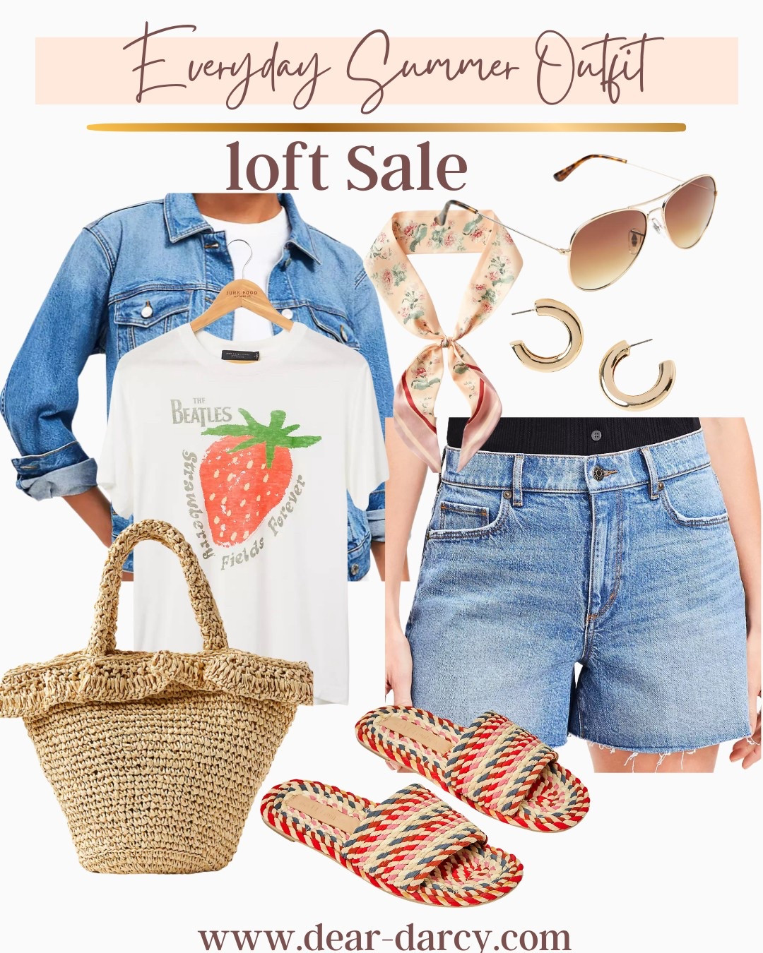🚨Loft site wide sale

Denim jacket you’ll wear year round tts

Strawberry tee tts 

Great denim shorts, perfect length for daily wear and over swimsuits tts

Darling straw tote 

Cute scarf 

Gold hoops 

Great sunglasses Ray and style
And on major sale 

Multi colored solid sandals tts 

Pieces you’ll wear all summer



#LTKFindsUnder50 #LTKTravel #LTKSaleAlert