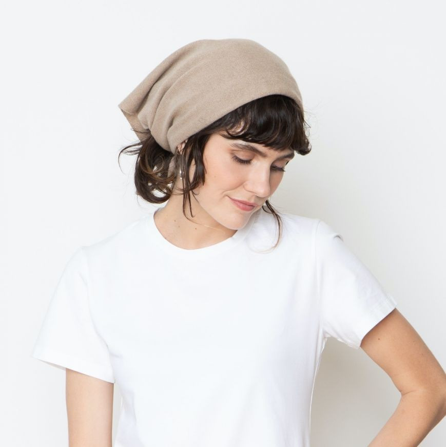 TAYLOR CAMEL CASHMERE TRIANGLE BANDANA | Santicler