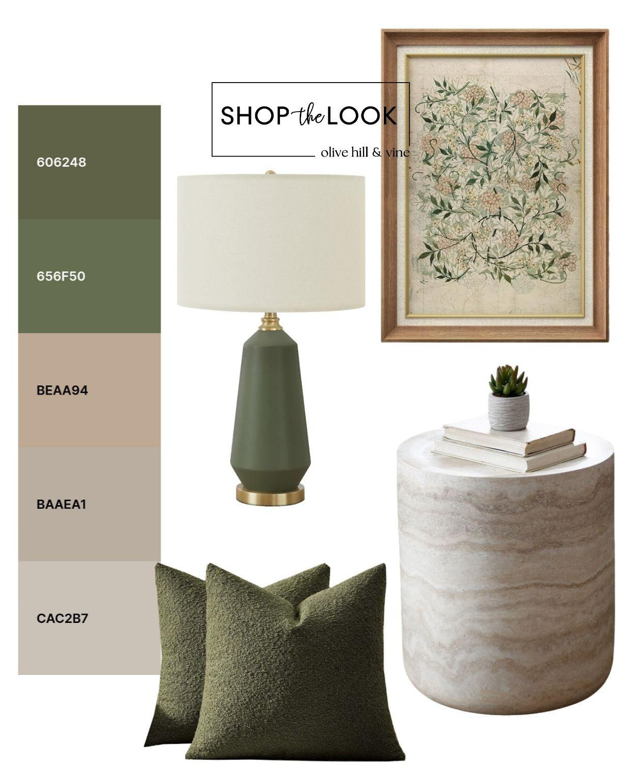 We’re loving this layered green palette—botanical artwork adds a soft focal point, paired with a marble side table, boucle pillows, and a rich green table lamp. Pulling more pieces to bring this look to life in the final render. 

 

#LTKHome