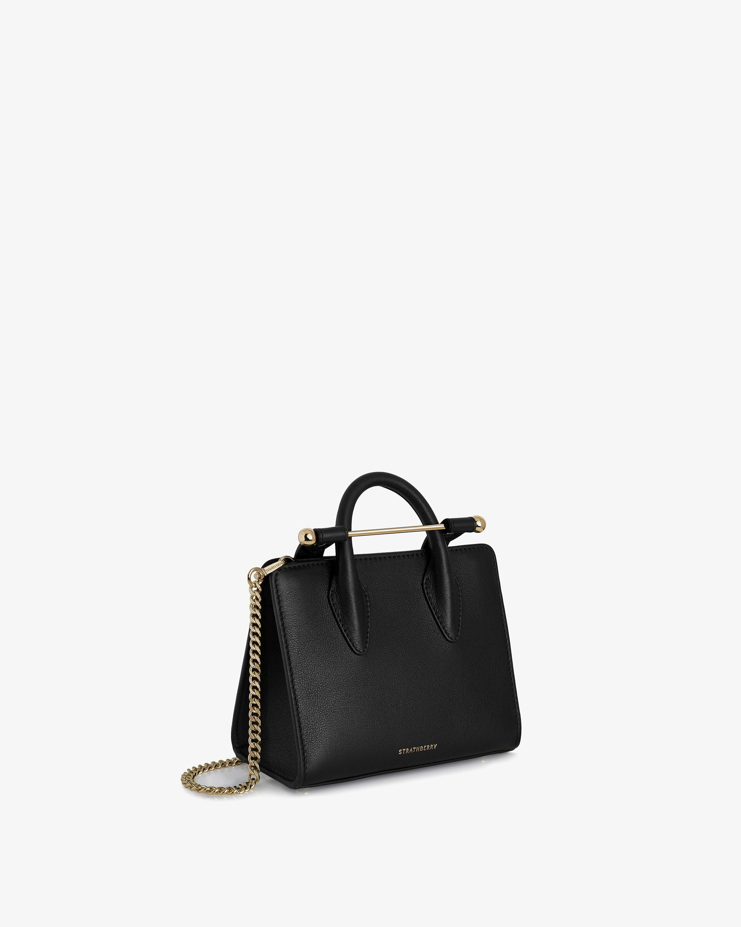 The Strathberry Nano Tote - Top Handle Leather Mini Tote Bag - Black | Strathberry