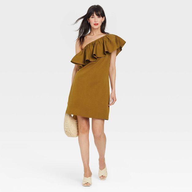 Women's One Shoulder Ruffle Sleeveless Dress - A New Day™ | Target