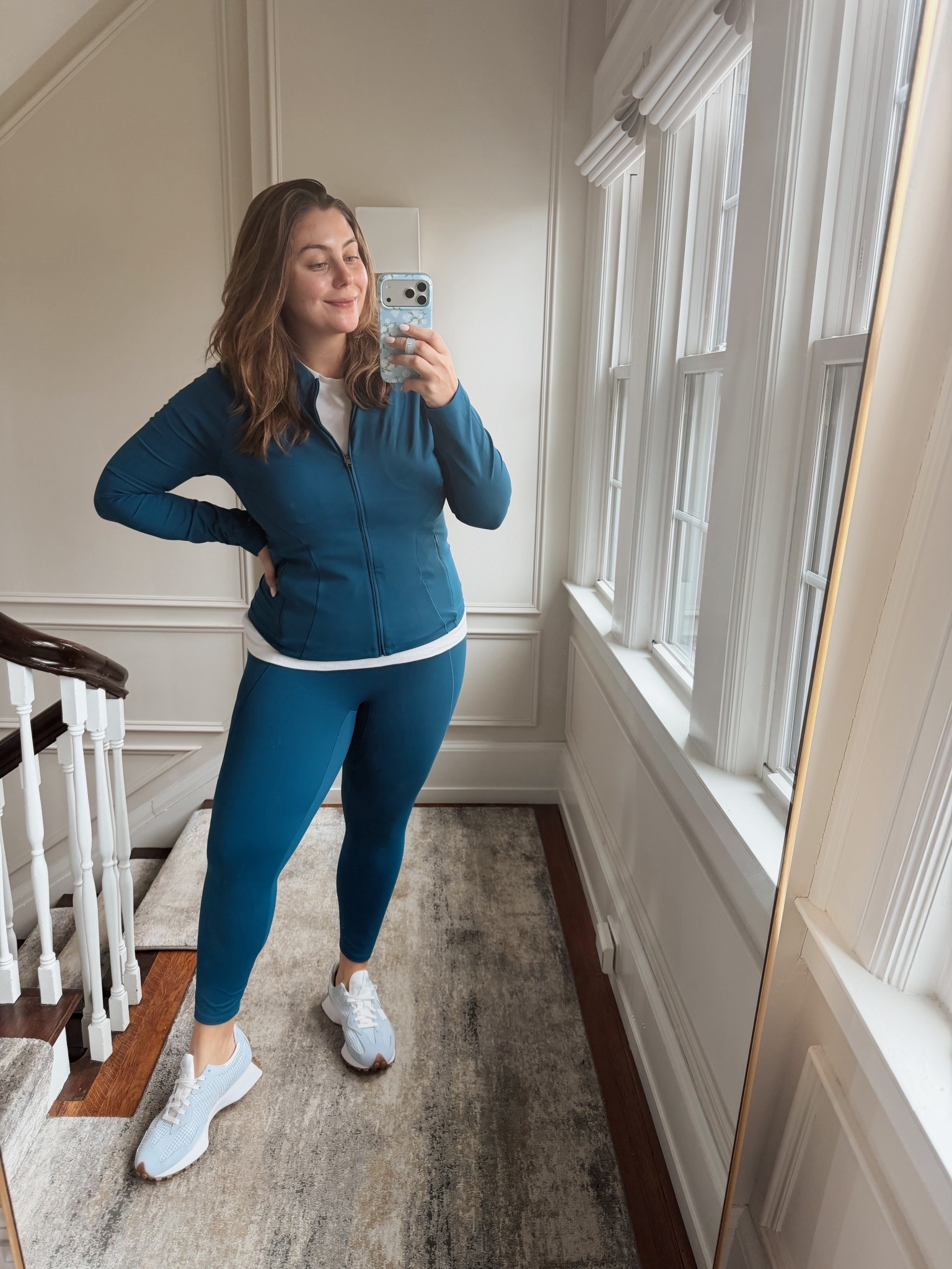 Spring workout outfit - morning walk outfit - wearing size 1X in jacket & leggings, XXL tall in shirt. Use CARALYN15 at Spanx. 

#LTKootd #LTKActive #LTKMidsize