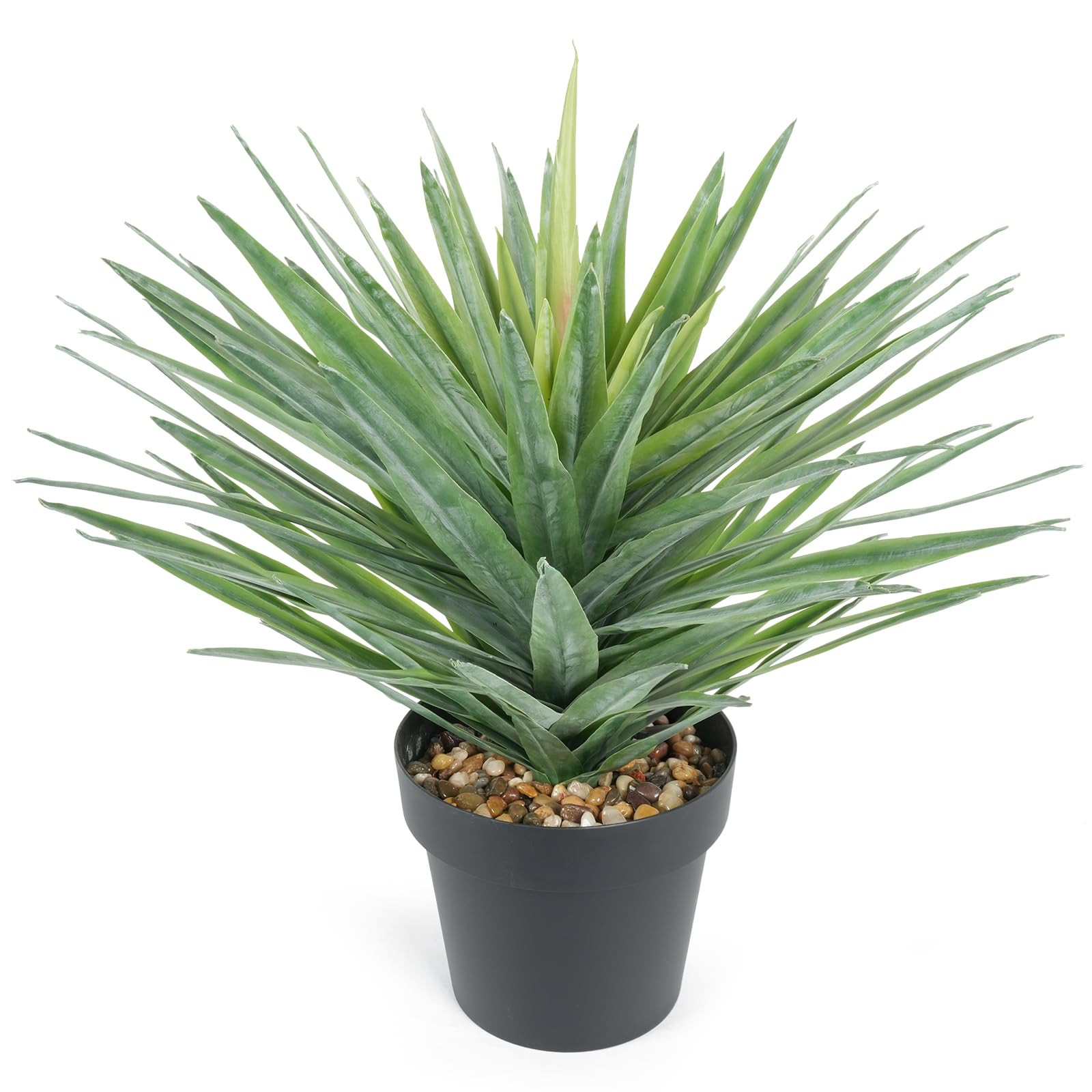 Velener Artificial Agave Plant in Black Pot with Real Stone Pebbles, Large Fake Agave Plant for I... | Amazon (US)
