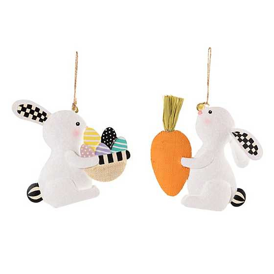 MacKenzie-Childs | Bunny Ornaments - Set of 2 | MacKenzie-Childs