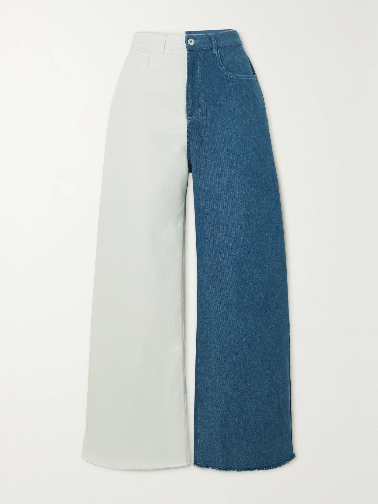Marques' Almeida - Two-tone High-rise Boyfriend Organic Jeans - Blue | NET-A-PORTER (US)