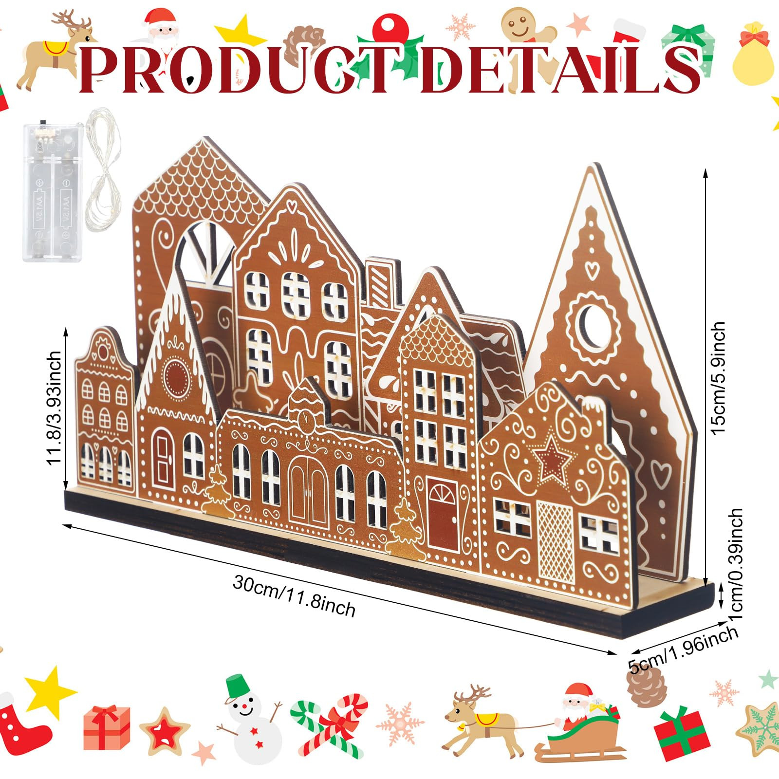 Christmas Gingerbread House Tabletop Decorations with Light Wooden Christmas Village Centerpieces... | Amazon (US)