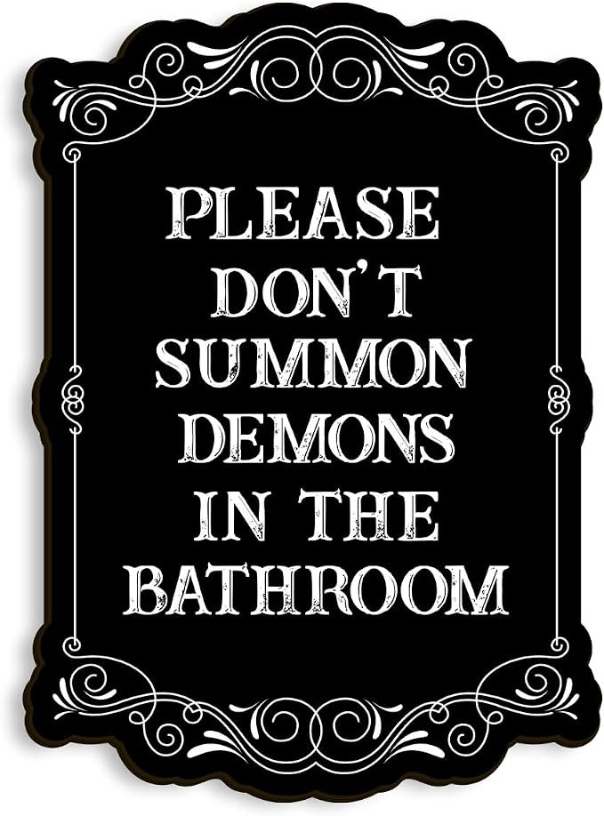 COLOR VALLEY ART Gothic Wall Art, Please Do Not Summon Demons In The Bathroom, Funny Gothic Decor... | Amazon (US)