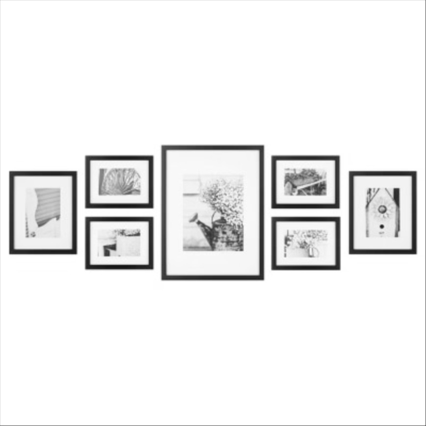 Gallery Perfect set of seven black photo frames for a gallery wall