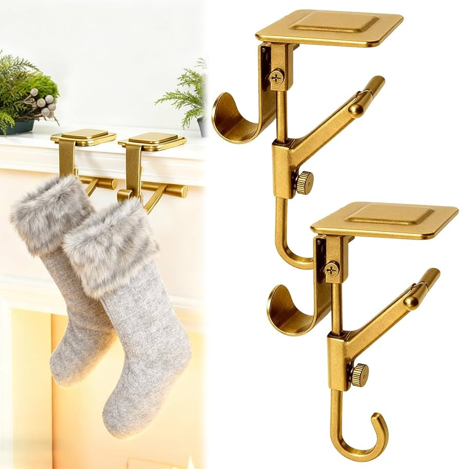 S-SNAIL-OO Fireplace Stocking and Garland Hanger, Garland Hanger for Door Frame, Adjustable Heavy... | Amazon (US)