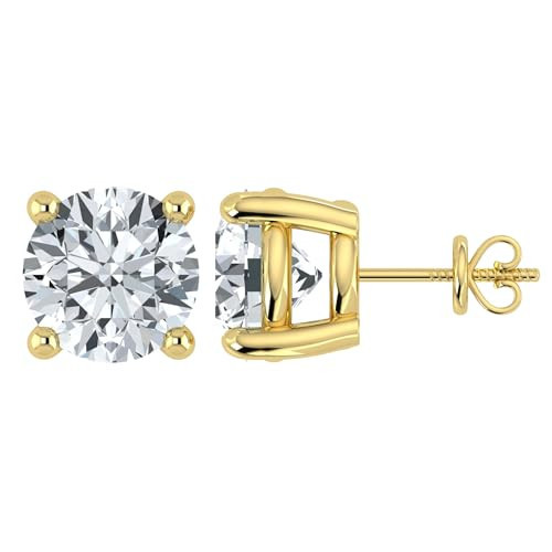 Shop QSE 0.50 Ct Lab Grown Diamond Earrings for Women Stud 14k Yellow Gold with Screw Back Four Prong Round Cut IGI Certified Jewelry (E-F Color, VS1-VS2 Clarity) | Amazon (US)