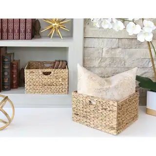 Seville Classics Water Hyacinth Storage Baskets, Hand-Woven 2-Pack | Bed Bath & Beyond