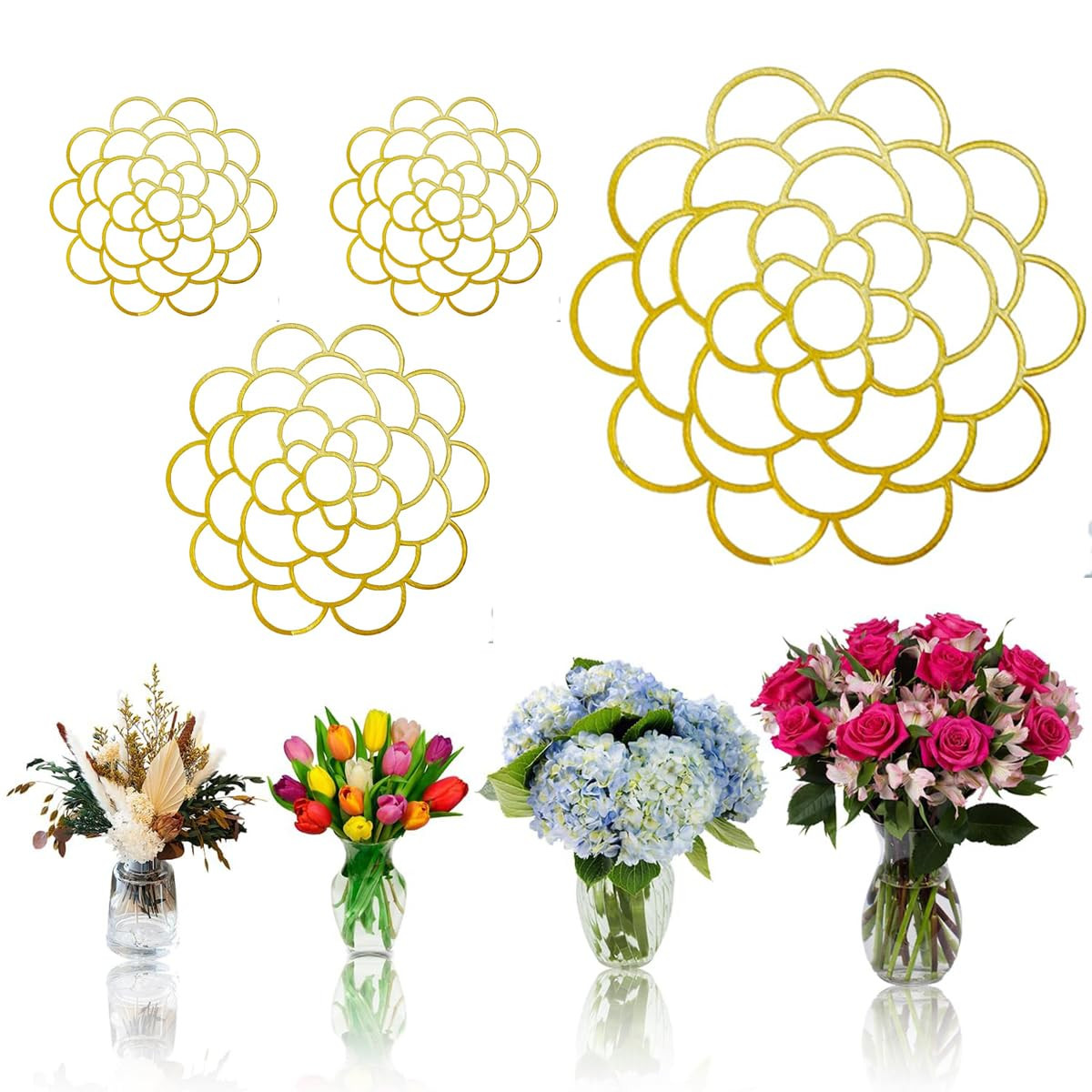 [Upgrade] 4 PCS Floral Grid for Vase, Bold Easy Arranger Flower Grid Frog Wire Flower Arranging T... | Amazon (US)