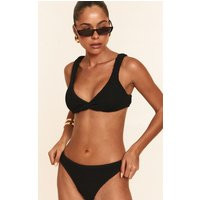 Black Twist Front Crinkle Bikini Top | PrettyLittleThing US