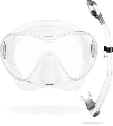 Cressi F1 & Supernova Dry Mask & Snorkel Kits, Clear/Silver | Amazon (US)