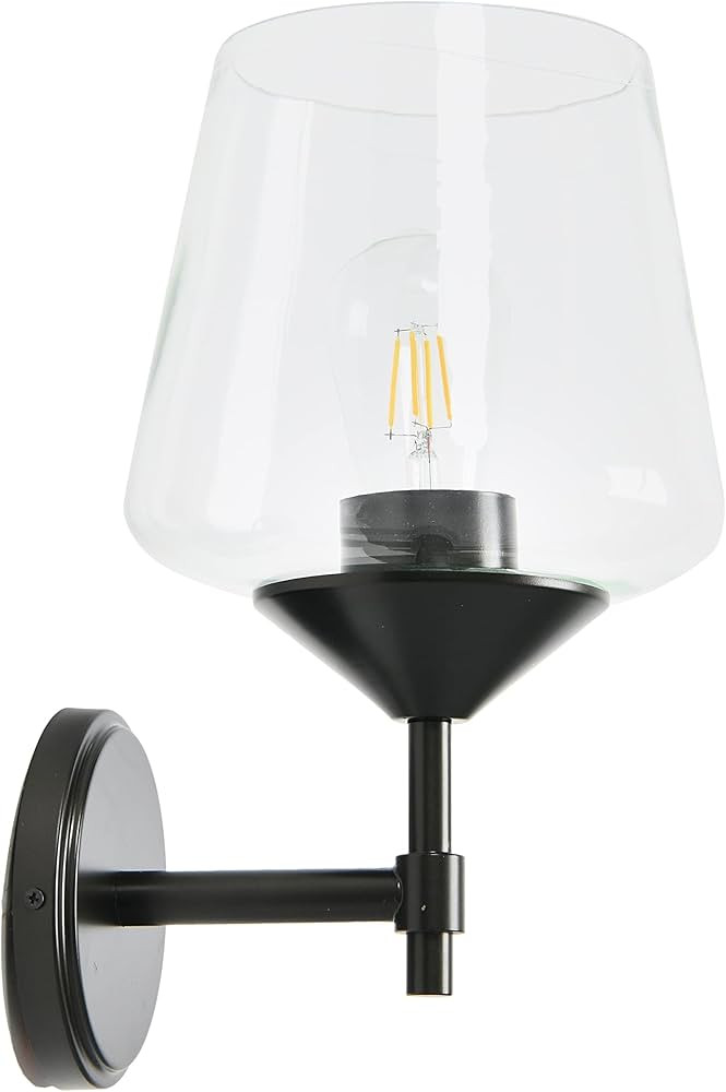 Creative Co-Op Industrial 1-Light, Matte Black Finish with Clear Glass Shade Wall Sconce | Amazon (US)