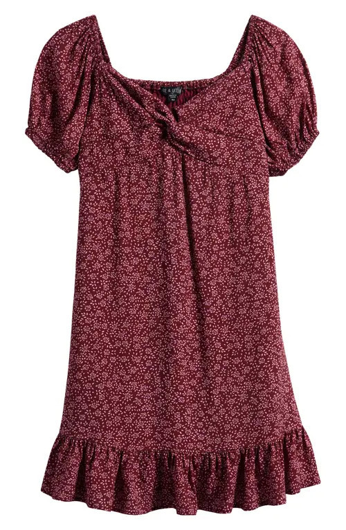 Ava & Yelly Kids' Twist Front Dress in Burgundy at Nordstrom, Size 14 | Nordstrom