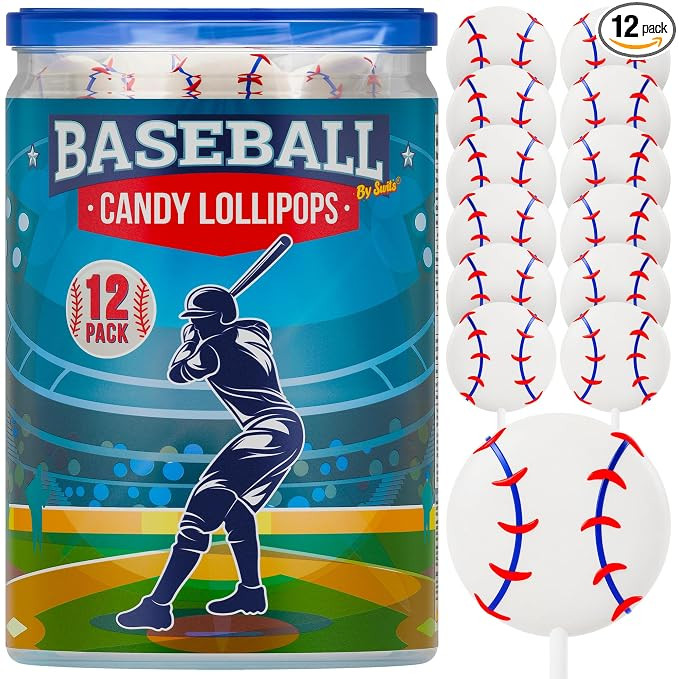 Baseball Lollipops 12pk- Baseball Sucker Lollipops Baseball Candy As Baseball Party Favors & Base... | Amazon (US)