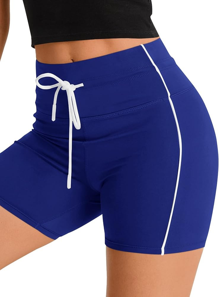 Aoysky Womens Buttery Soft Drawstring Biker Shorts 5" High Waisted Workout Yoga Shorts Running Gy... | Amazon (US)