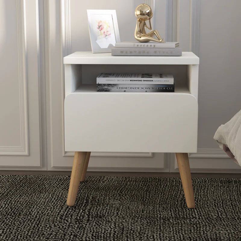 Pickard 18.1'' Tall 1 - Drawer Solid Wood Nightstand in White | Wayfair North America